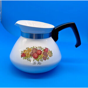 Vintage Corning Ware Le Thé 6 Cup Teapot P-104 USA No Lid Fruit Floral